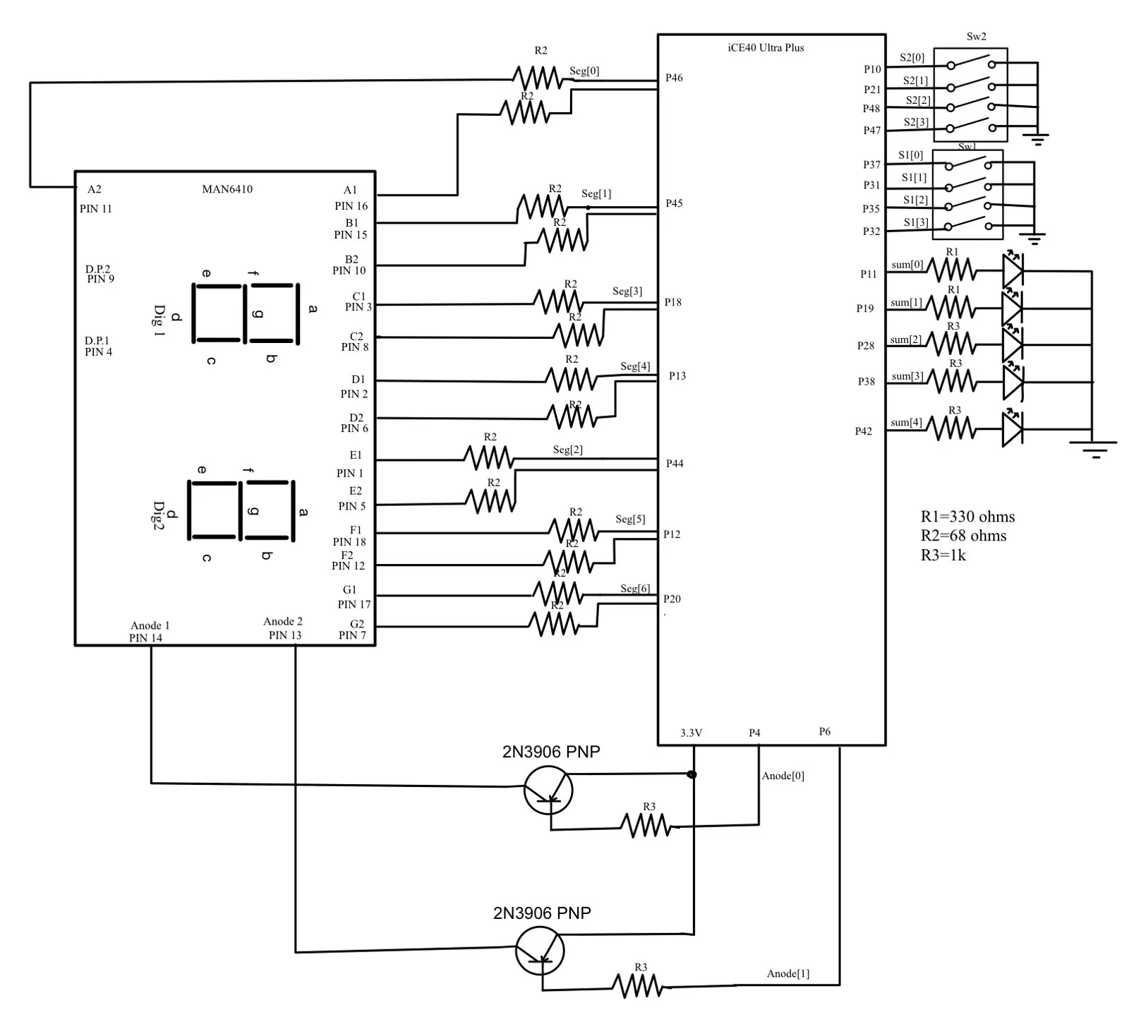 Schematic with transistor drivers